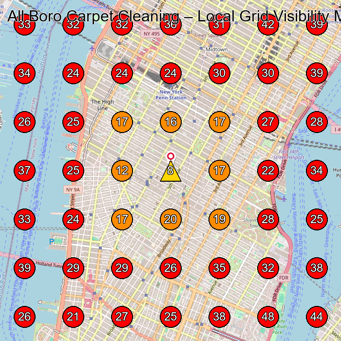 All Boro Carpet Cleaning GeoGrid visibility map for Carpet Cleaning Service in New York